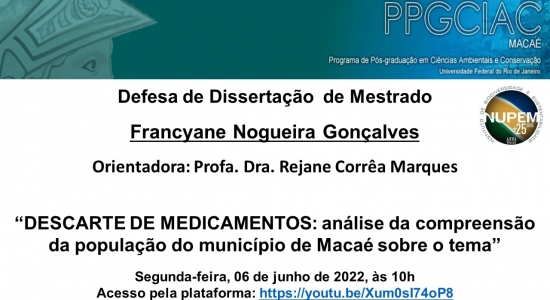 138ª Defesa de Mestrado do PPG-CiAC: Francyane Nogueira Gonçalves