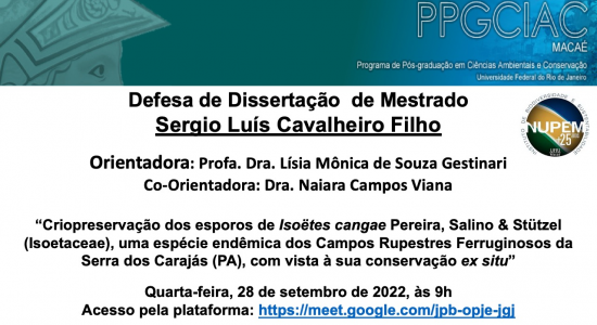 140ª Defesa de Mestrado do PPG-CiAC: Sergio Luís Cavalheiro Filho