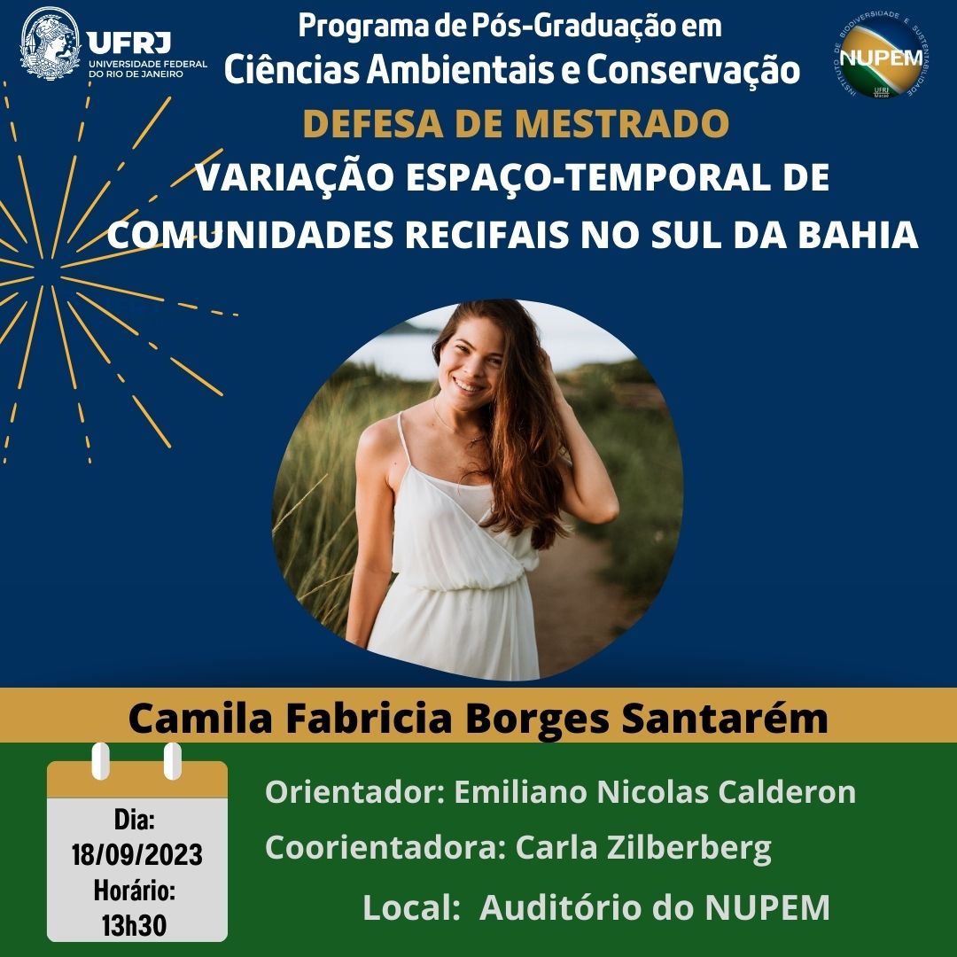 153ª Defesa de Mestrado do PPG-CiAC: Camila Fabricia Borges Santarém